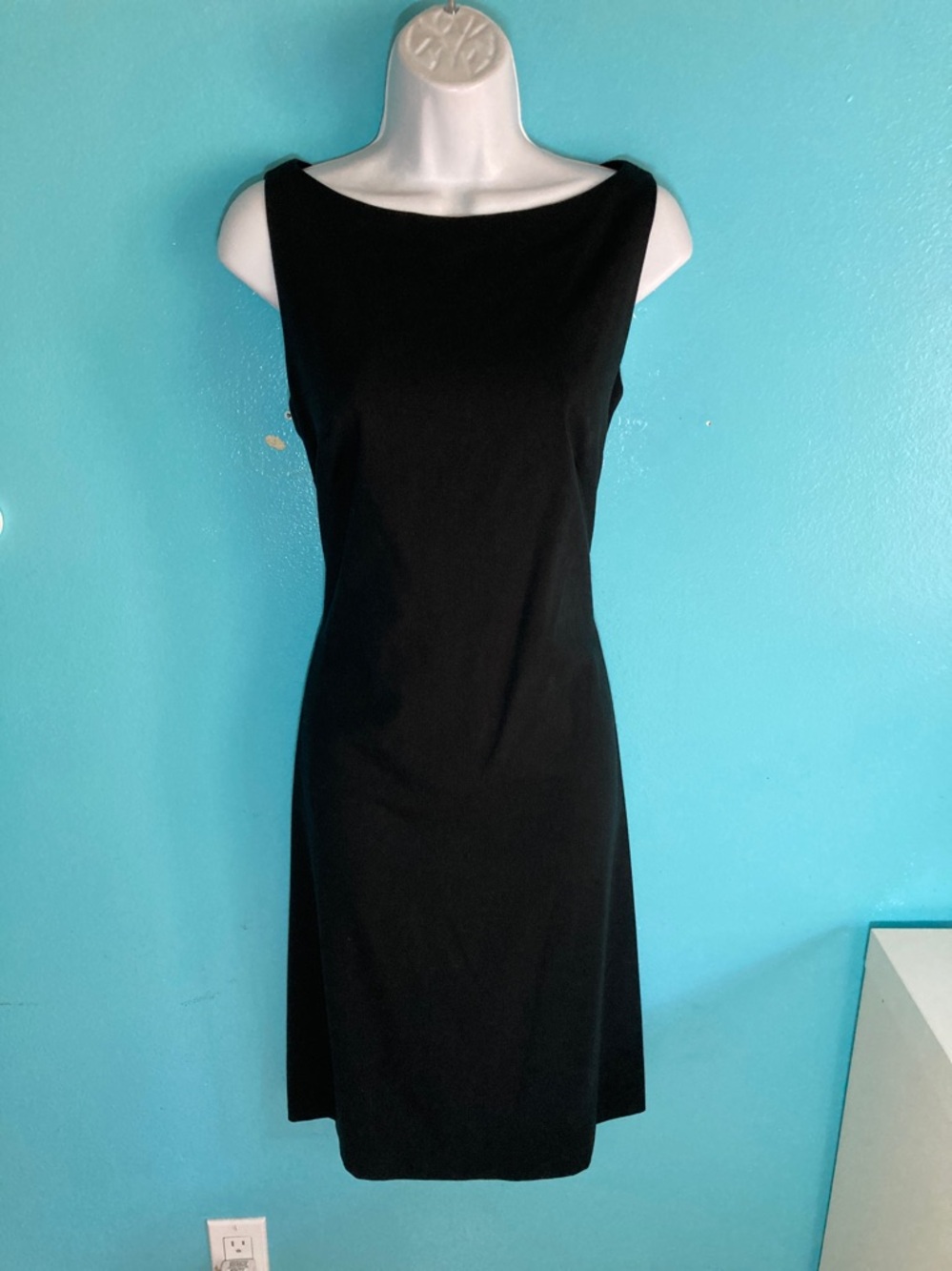 Trio New York Vintage Classic Black Sheath Dress Size 8 Rear Zip